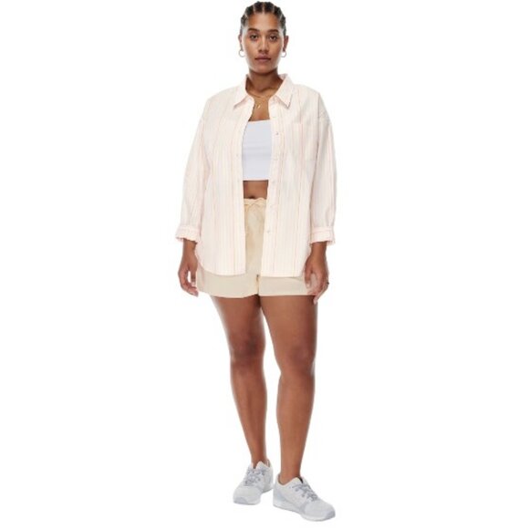 Aritzia Wilfred Free pinstriped relaxed button up shirt women's size M - Picture 2 of 9